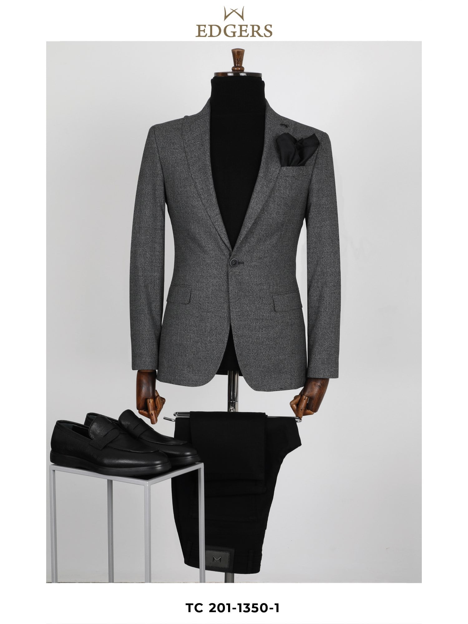 Edgers  Grey Plaid Slim Fit Ceket TC 201-1350
