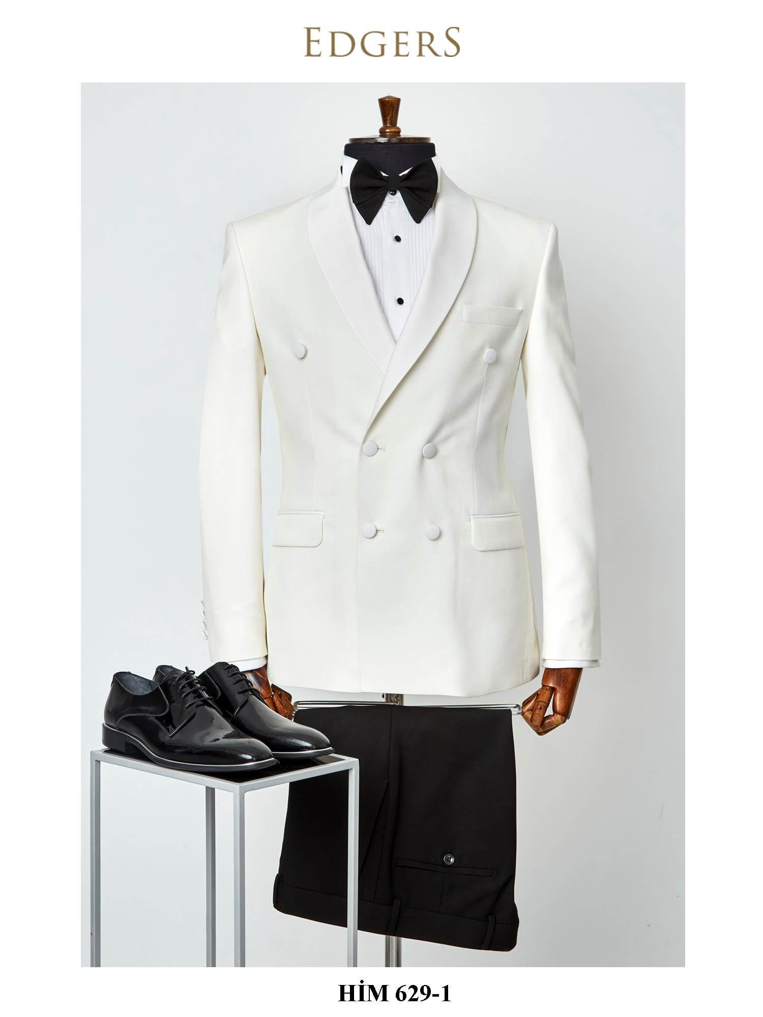 Edgers Kruvaze White Slim Fit Damatlık Takım HİM 629