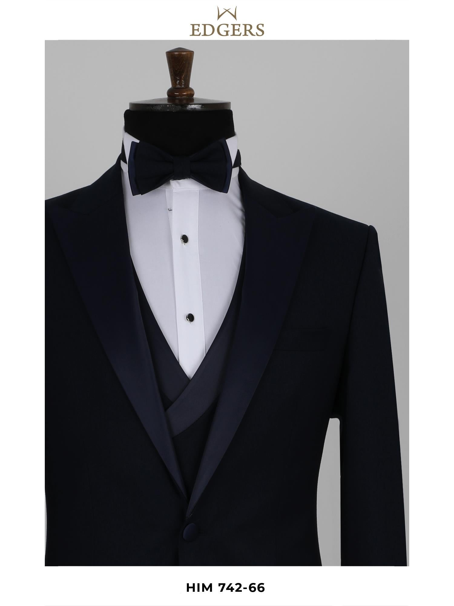 Edgers Tek Düğme Yelekli  Slim Fit Damatlık Takım HİM 742