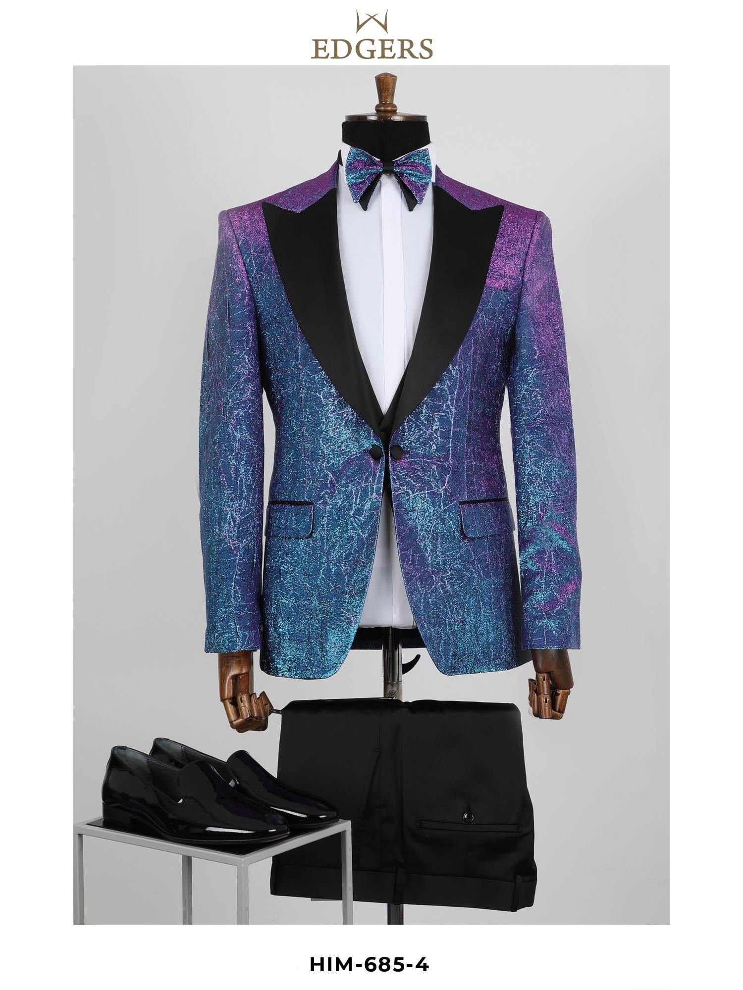 Edgers Tek Düğme Yelekli  Slim Fit Damatlık Takım HİM 685