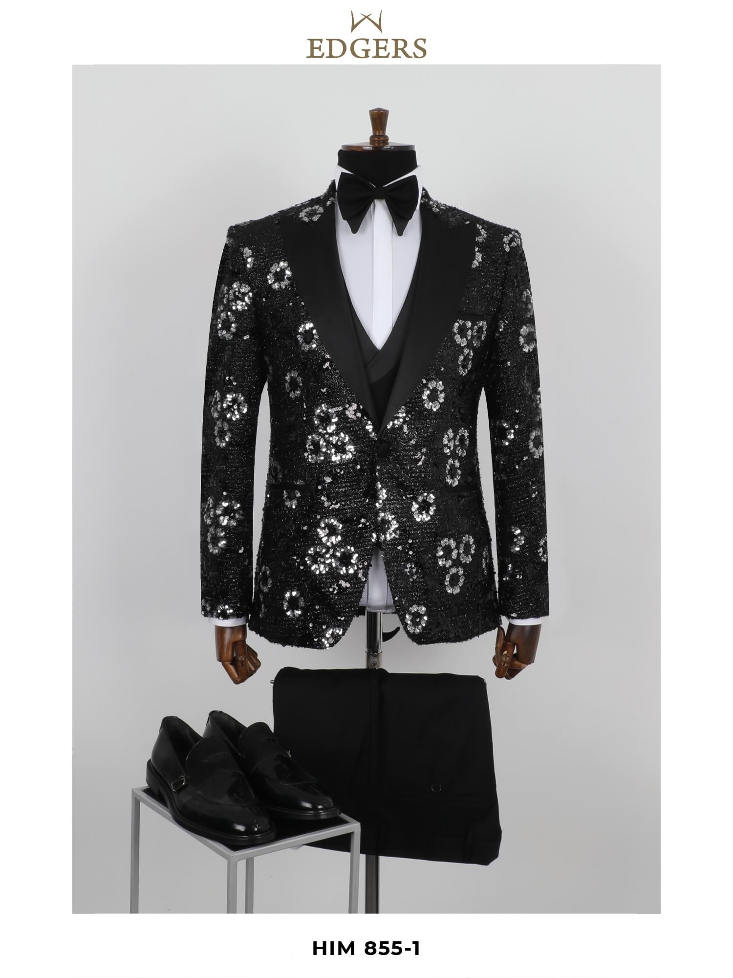 Edgers Tek Düğme Yelekli  Slim Fit Damatlık Takım HİM 855