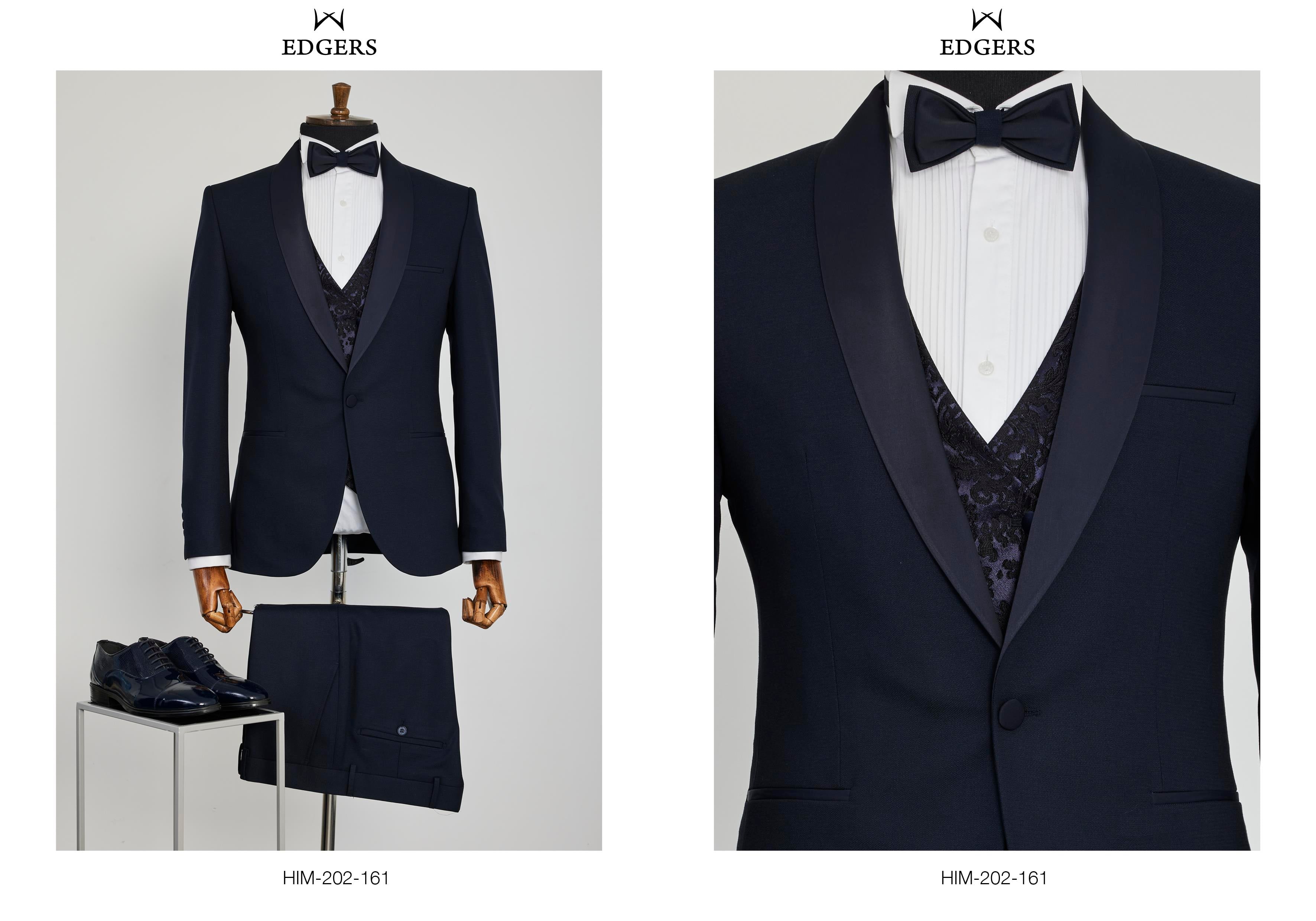 Edgers Tek Düğme Yelekli  Slim Fit Damatlık Takım HİM 202