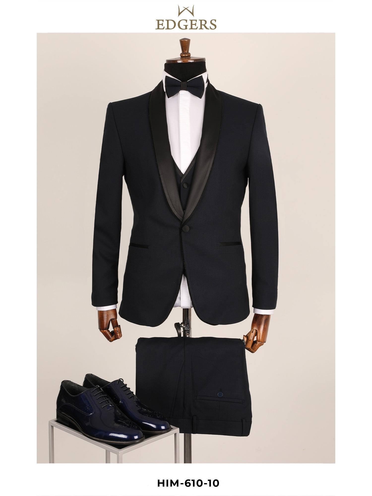 Edgers Tek Düğme Yelekli  Slim Fit Damatlık Takım HİM 610