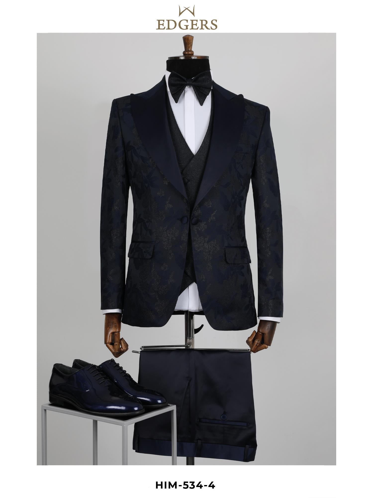 Edgers Tek Düğme Yelekli  Slim Fit Damatlık Takım HİM 534