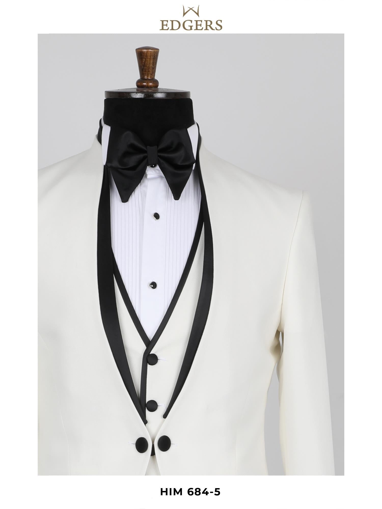 Edgers Tek Düğme Yelekli  Slim Fit Damatlık Takım HİM 684