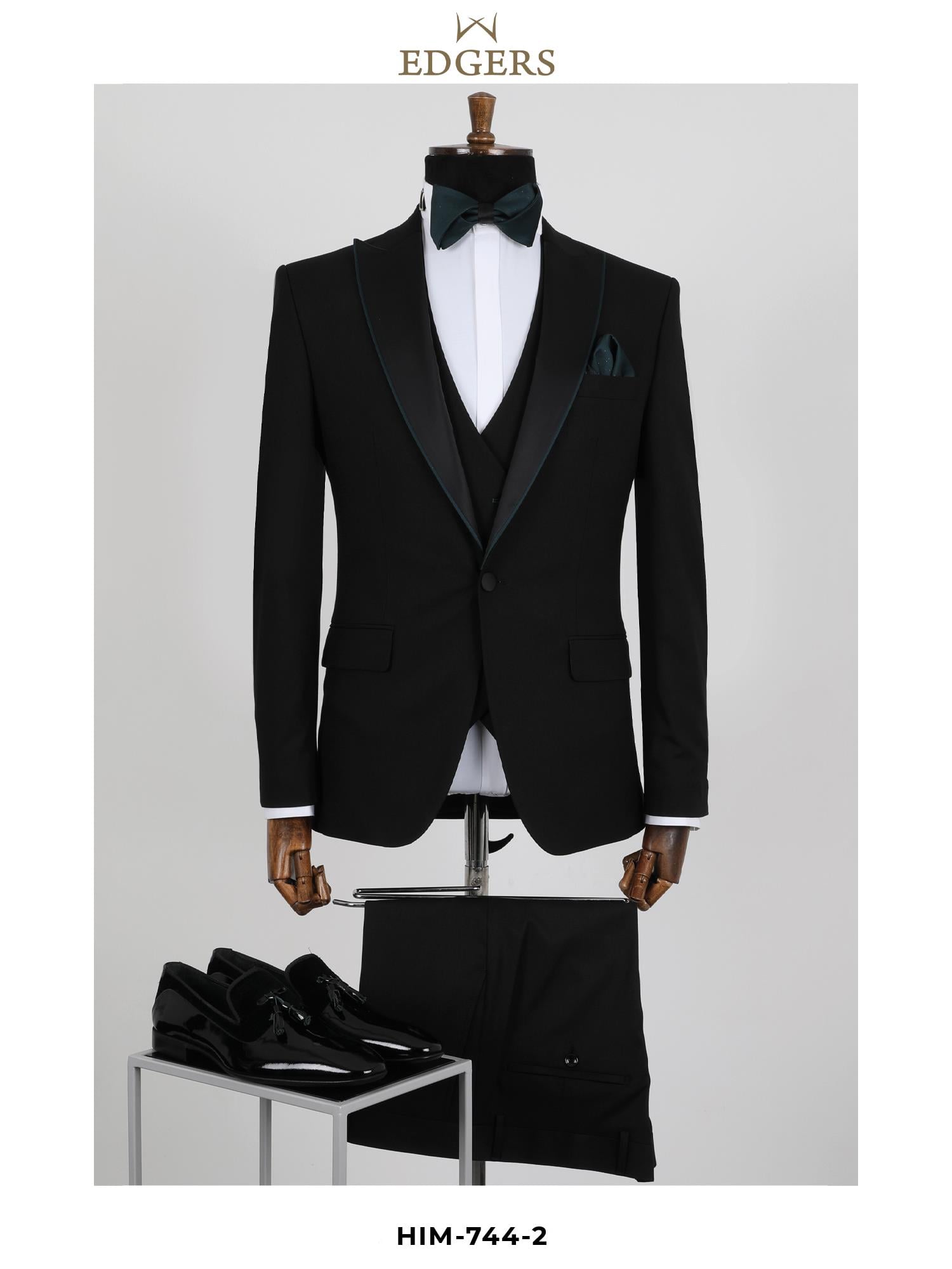 Edgers Tek Düğme Yelekli  Slim Fit Damatlık Takım HİM 744