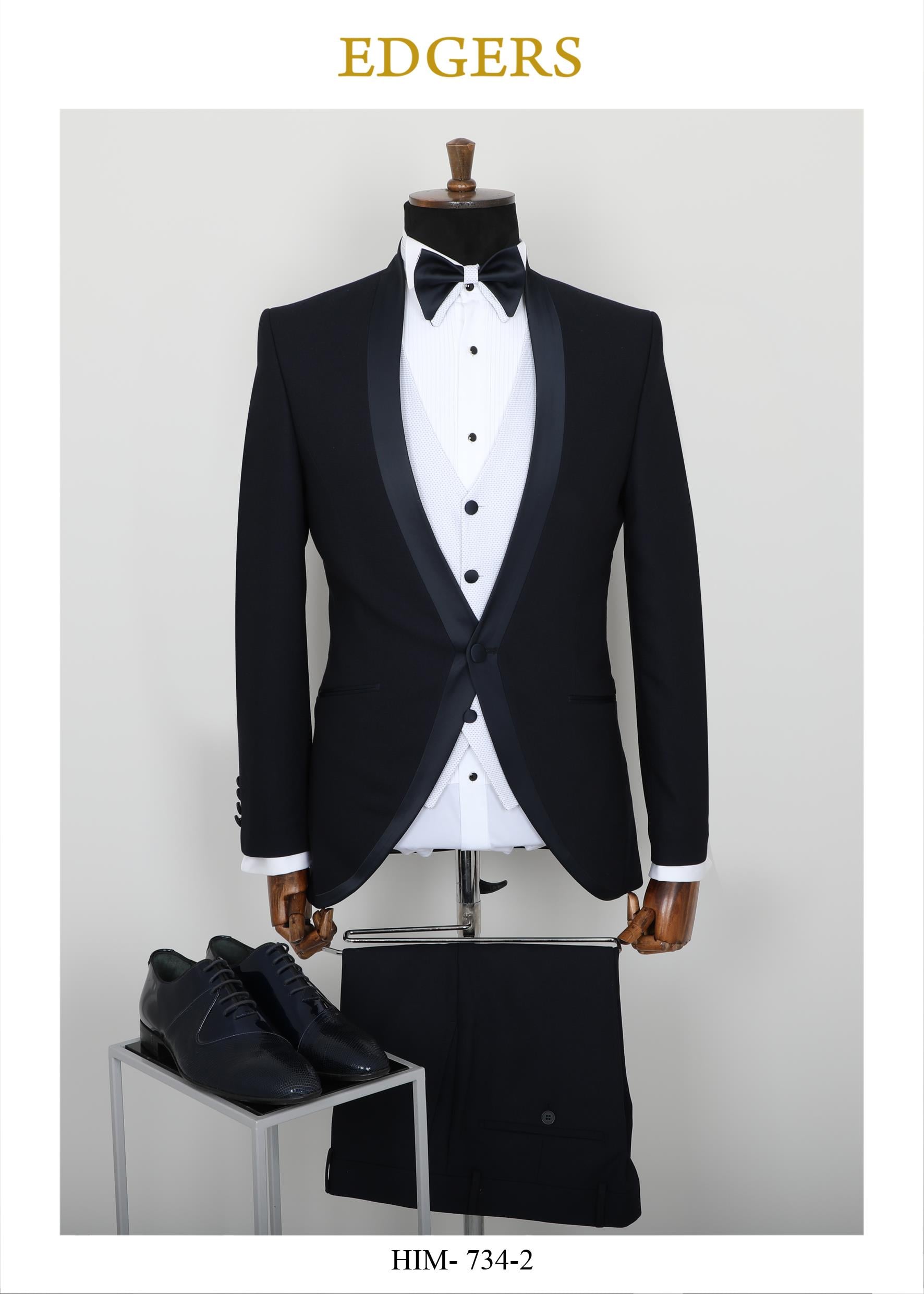 Edgers Tek Düğme Yelekli  Slim Fit Damatlık Takım HİM 734