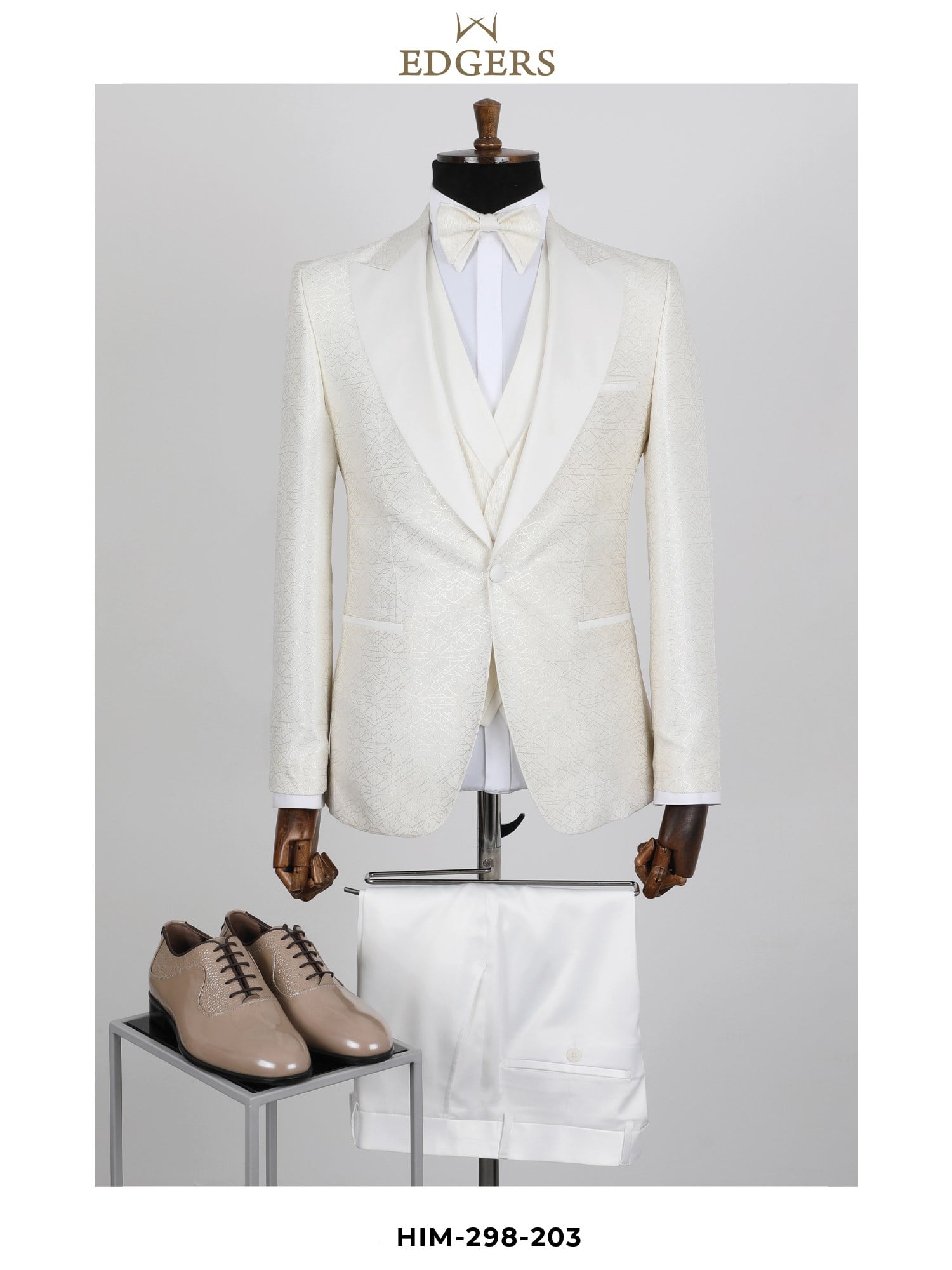 Edgers Tek Düğme Yelekli  Slim Fit Damatlık Takım HİM 298