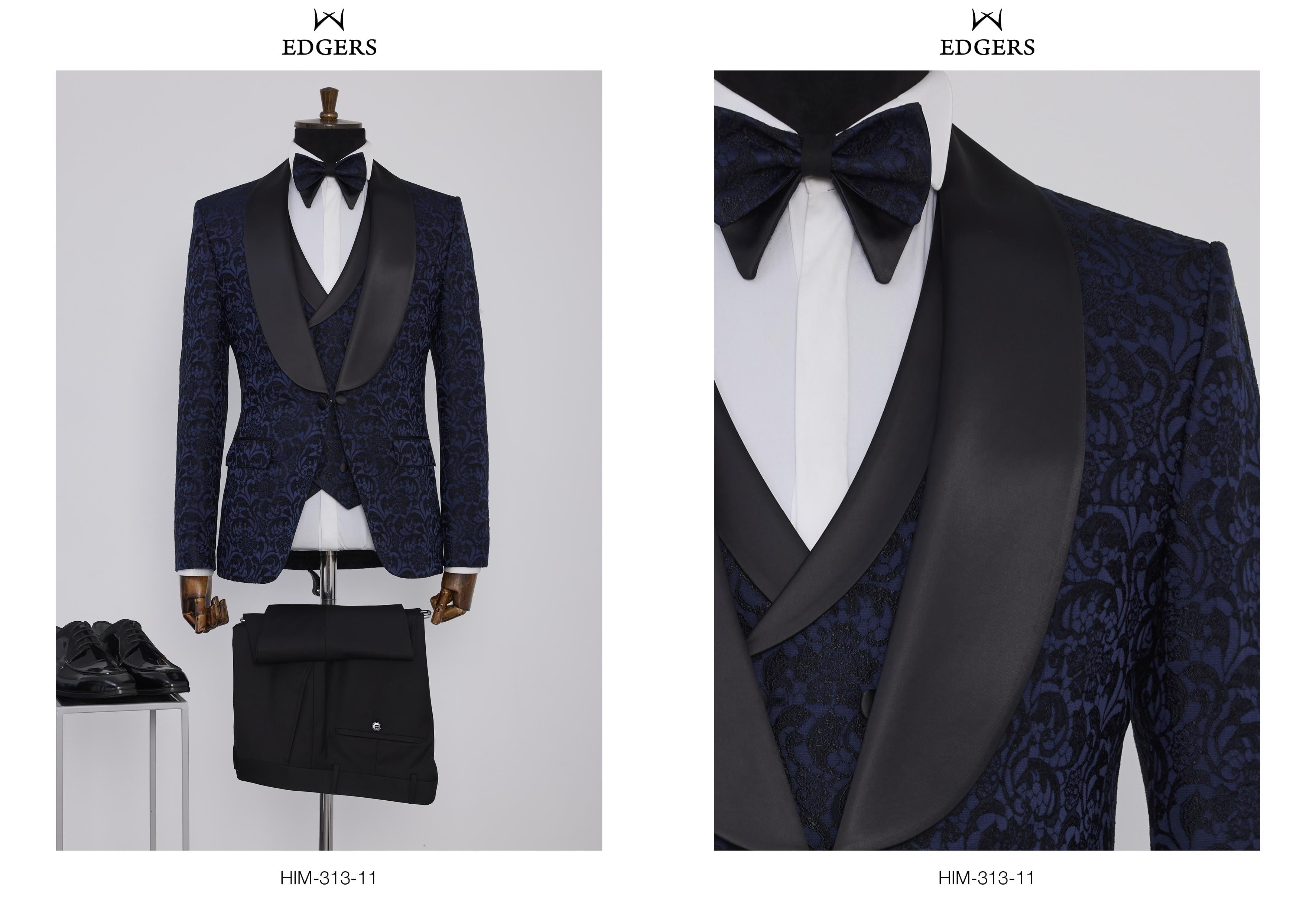 Edgers Tek Düğme Yelekli  Slim Fit Damatlık Takım HİM 313