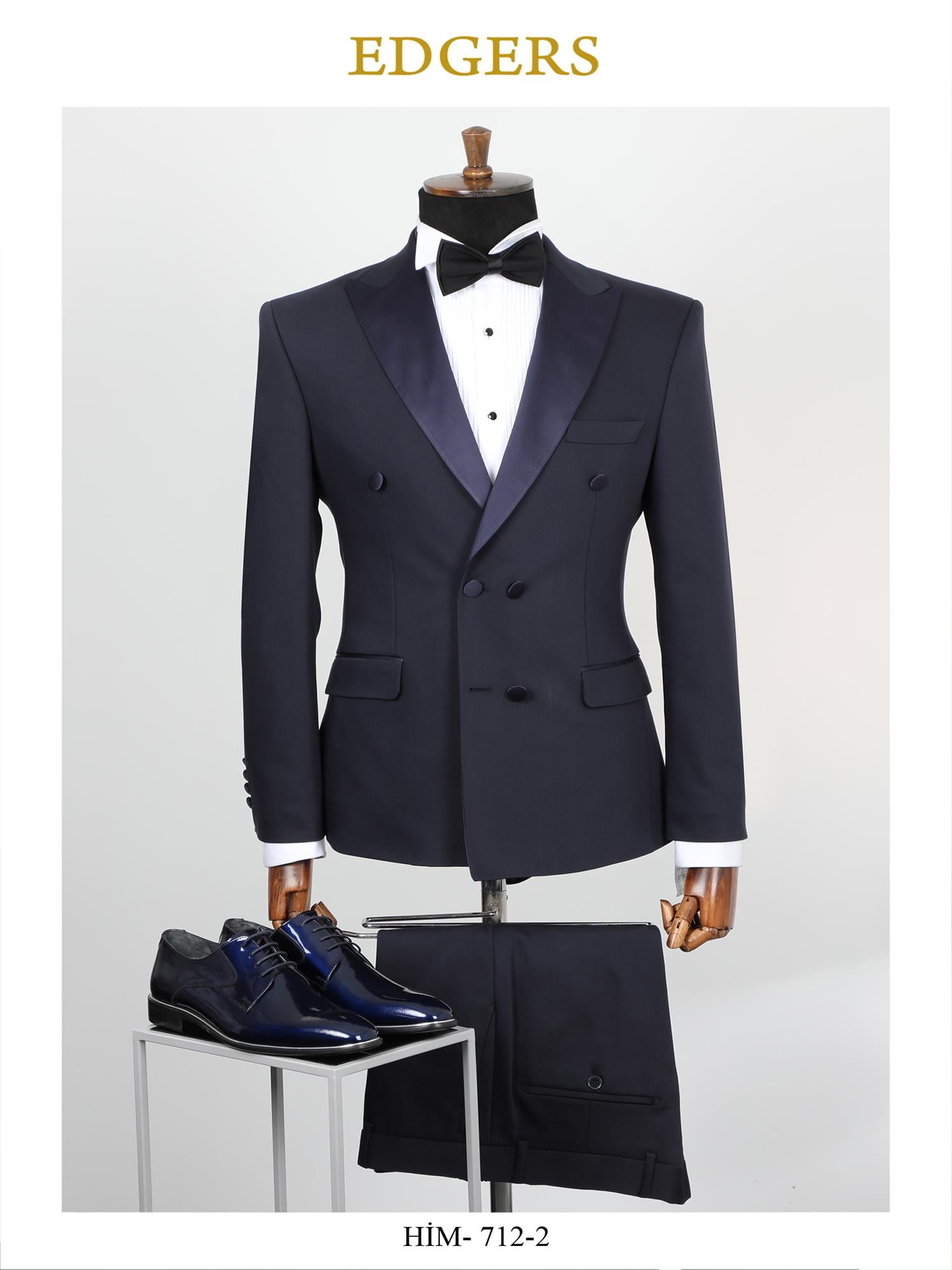 Edgers Tek Düğme Yelekli  Slim Fit Damatlık Takım HİM 712