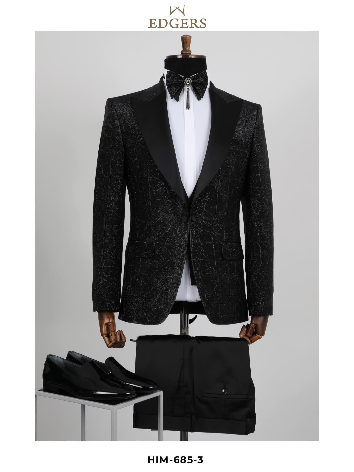 Edgers Tek Düğme Yelekli  Slim Fit Damatlık Takım HİM 685