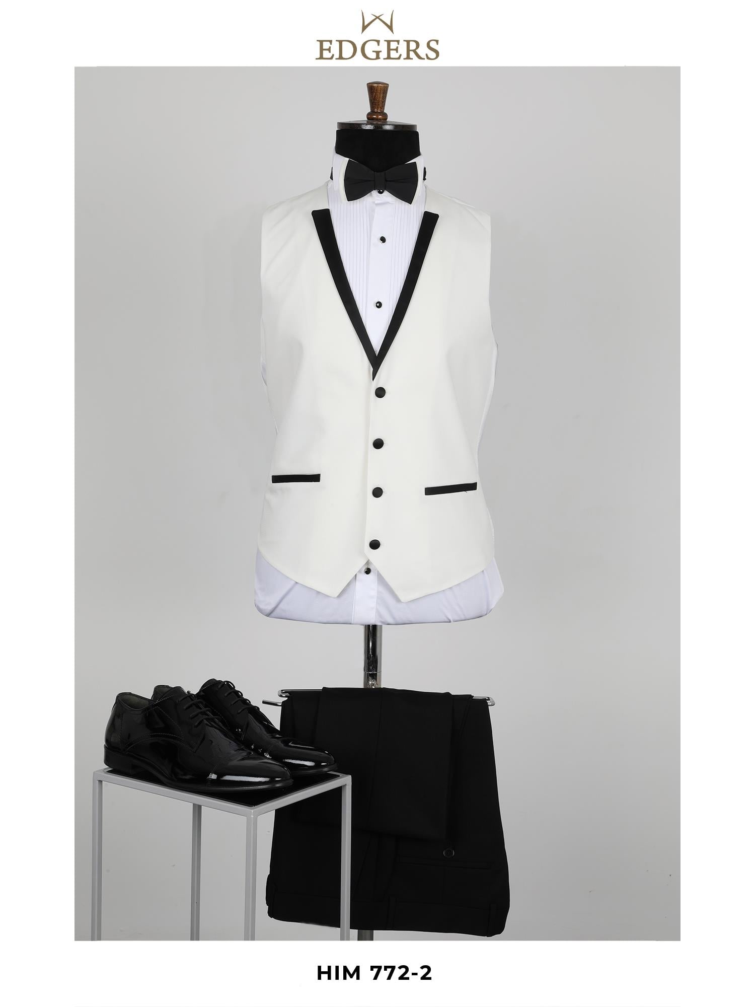 Edgers Tek Düğme Yelekli  Slim Fit Damatlık Takım HİM 772