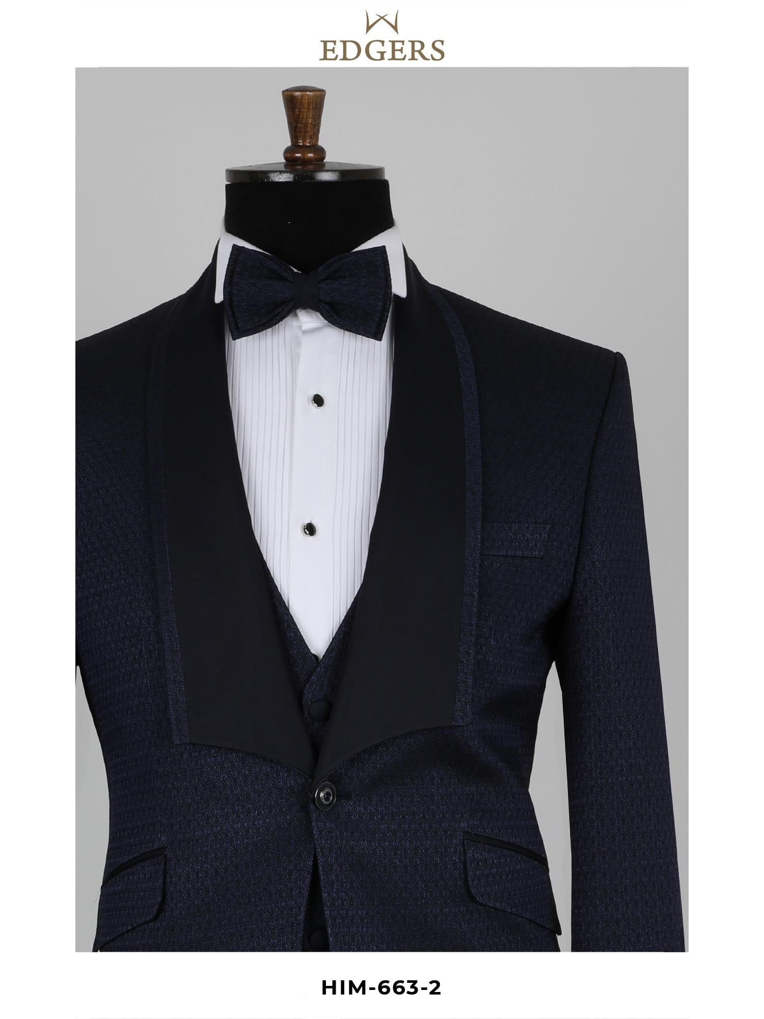 Edgers Tek Düğme Yelekli  Slim Fit Damatlık Takım HİM 663