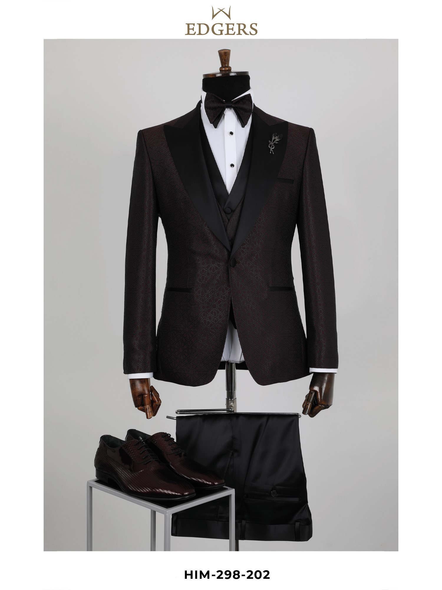 Edgers Tek Düğme Yelekli  Slim Fit Damatlık Takım HİM 298