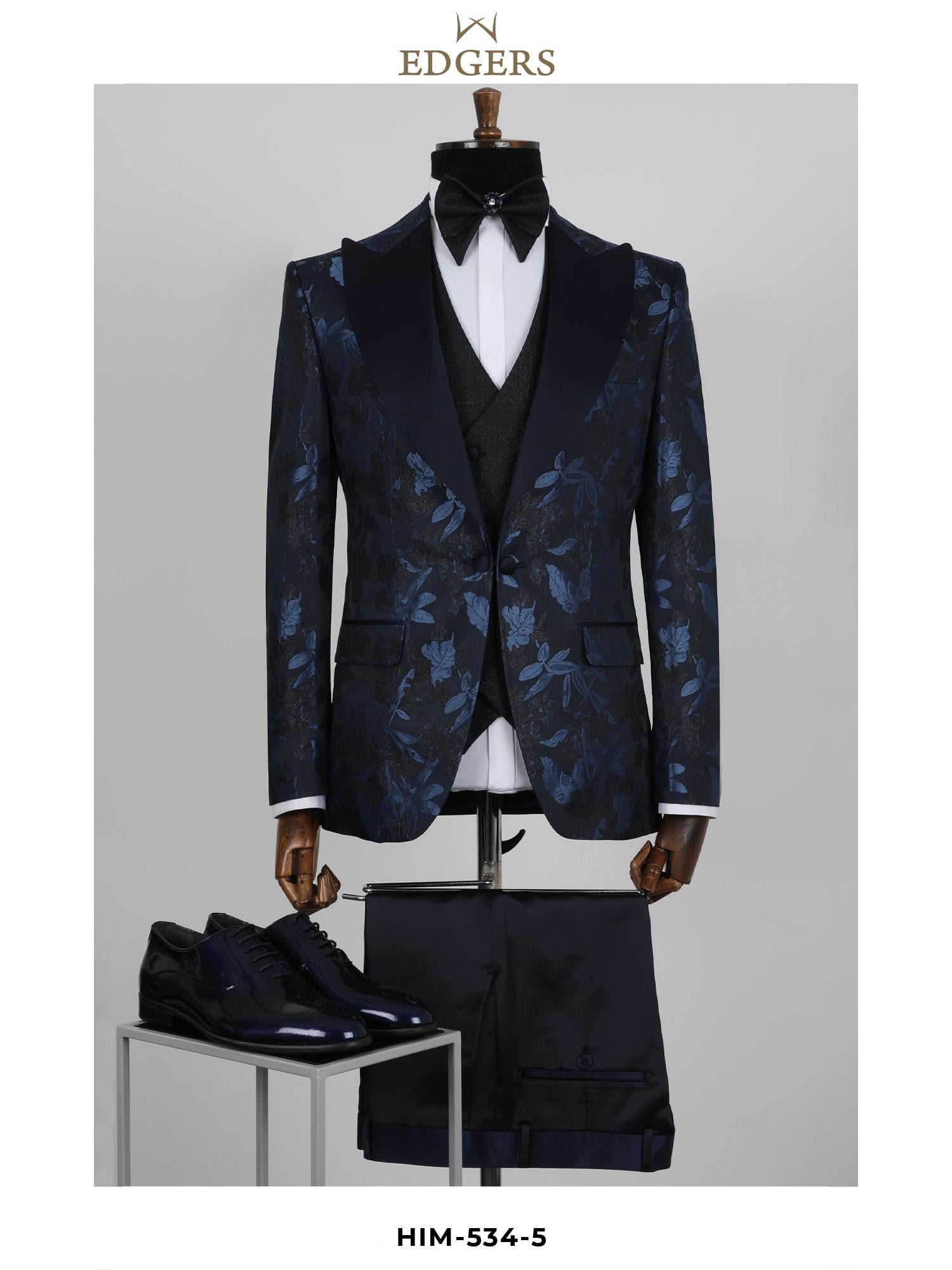 Edgers Tek Düğme Yelekli  Slim Fit Damatlık Takım HİM 534