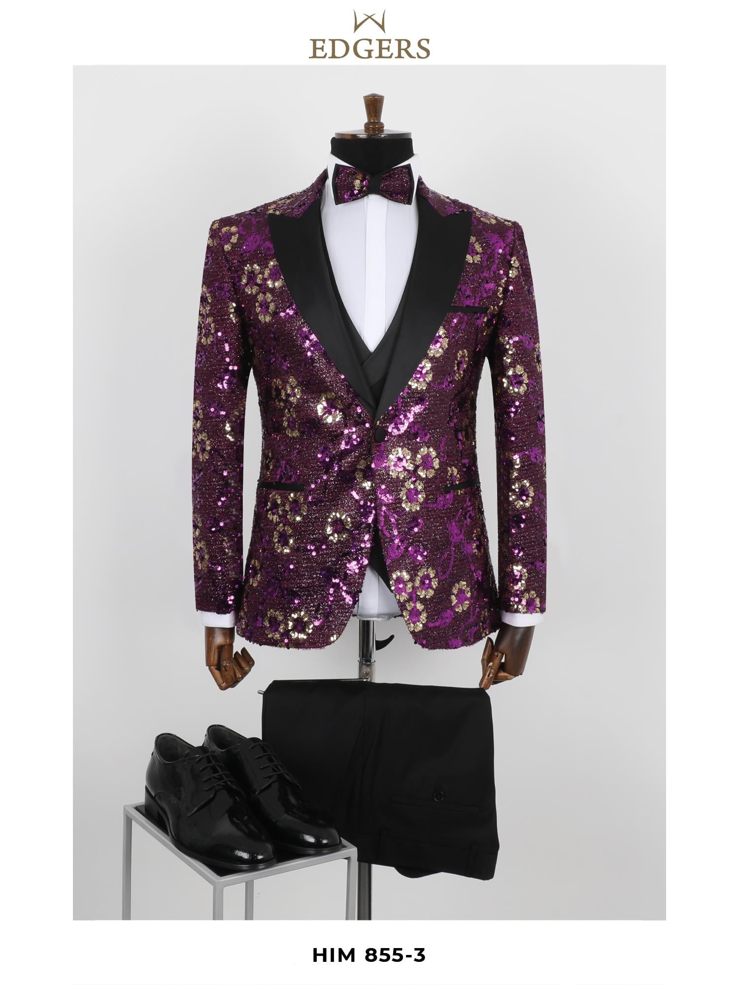 Edgers Tek Düğme Yelekli  Slim Fit Damatlık Takım HİM 855