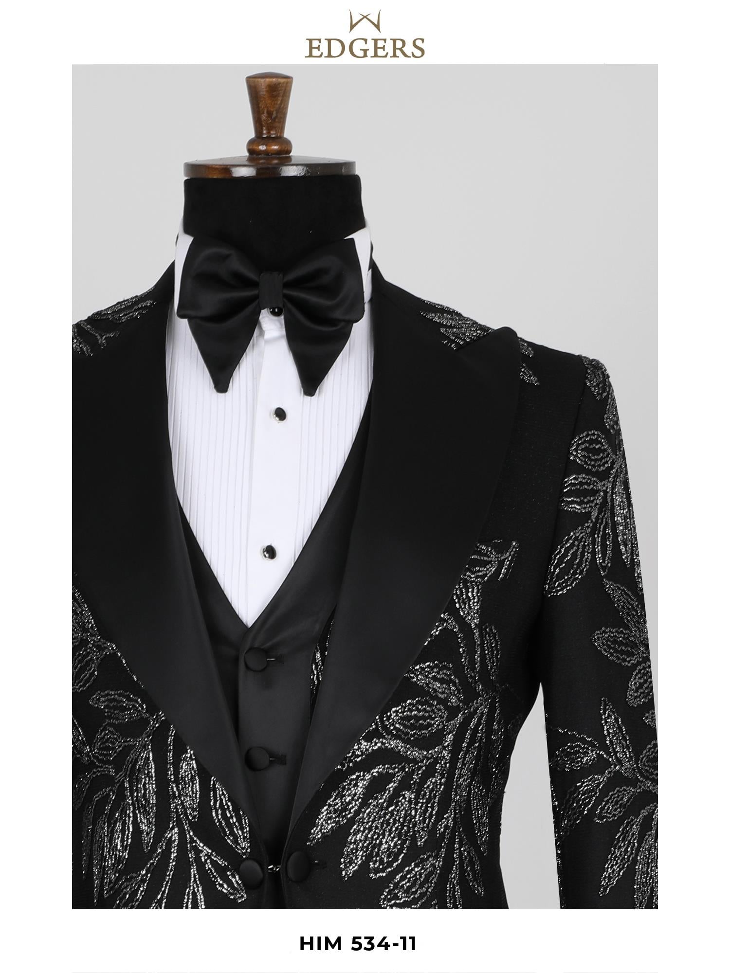 Edgers Tek Düğme Yelekli  Slim Fit Damatlık Takım HİM 534
