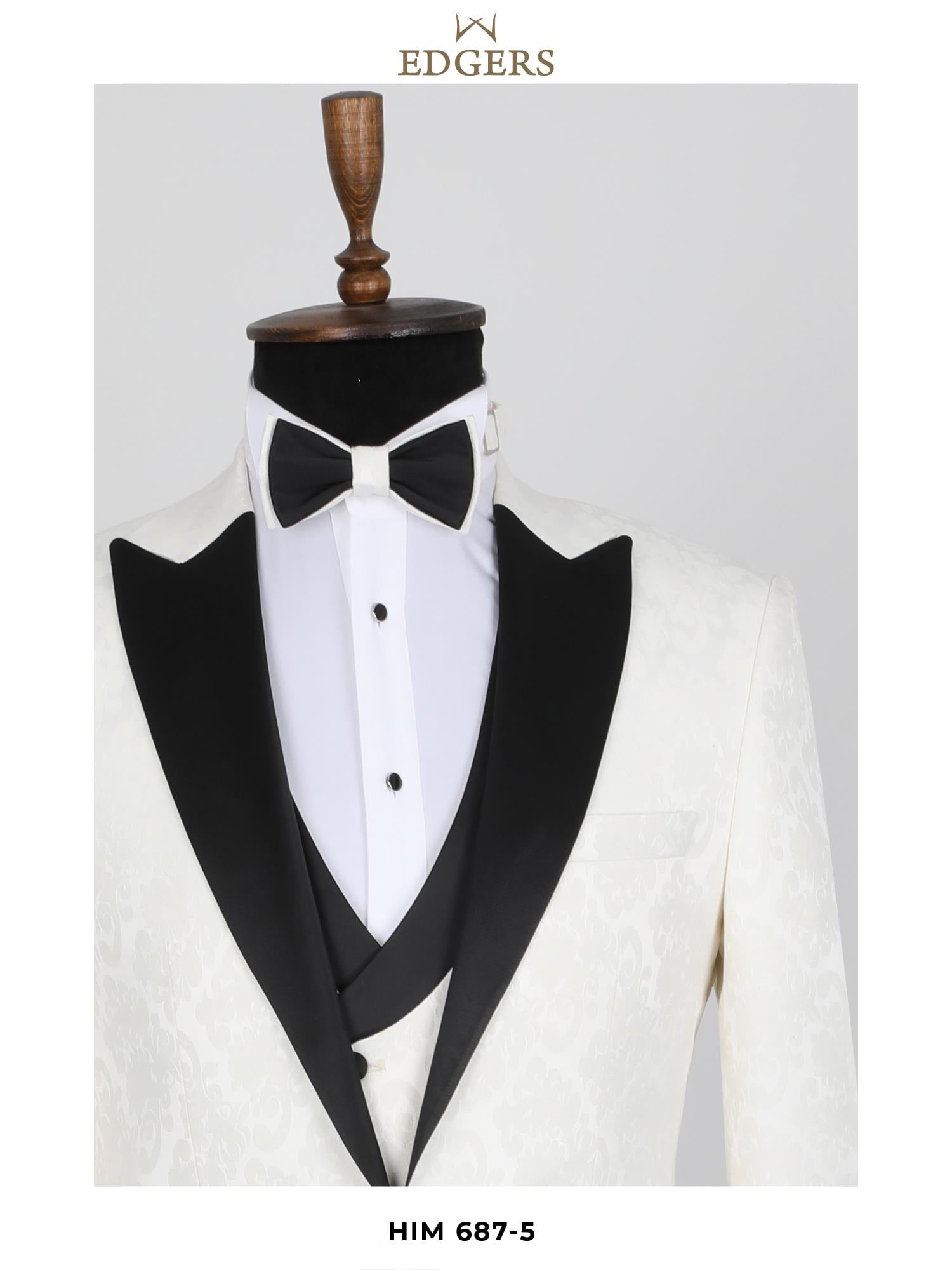 Edgers Tek Düğme Yelekli  Slim Fit Damatlık Takım HİM 687