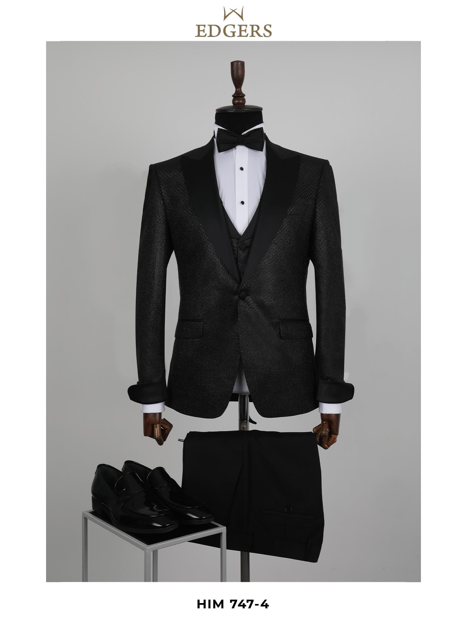 Edgers Tek Düğme Yelekli  Slim Fit Damatlık Takım HİM 747