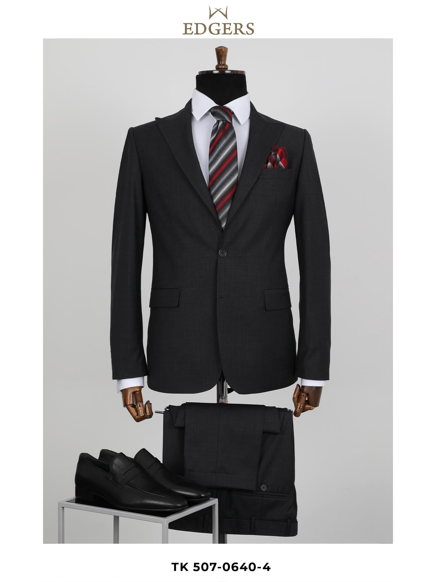Edgers Yeleksiz Takım Elbise  Slim Fit Yün Takım Elbise TK 507-0637