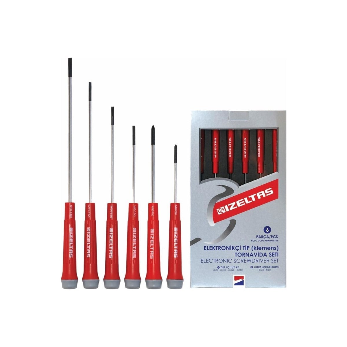 Markasızİzeltaş Elektronikçi Tip Tornavida Seti (Klemens) 6 Parça