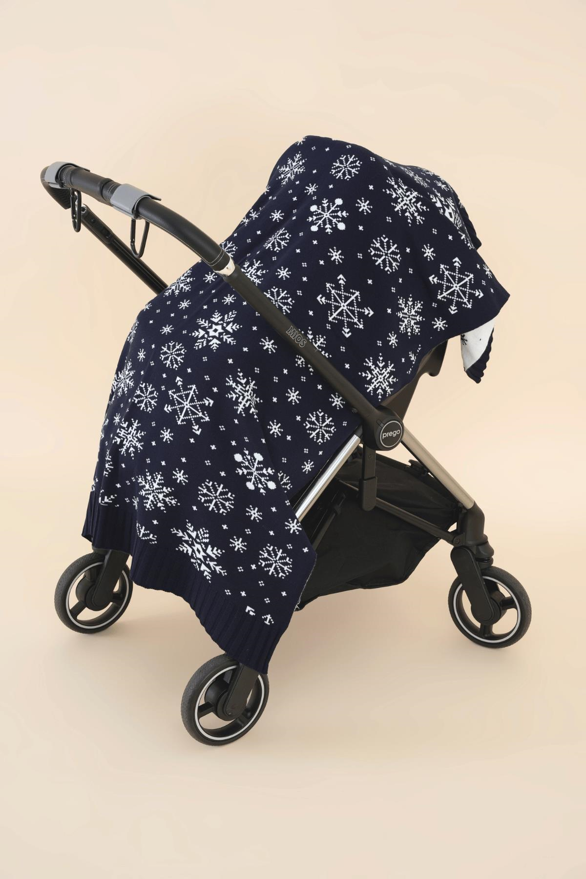 Chuba Çocuk Kar Desenli Triko Battaniye (85cmx120cm) Lacivert CHKIDS206