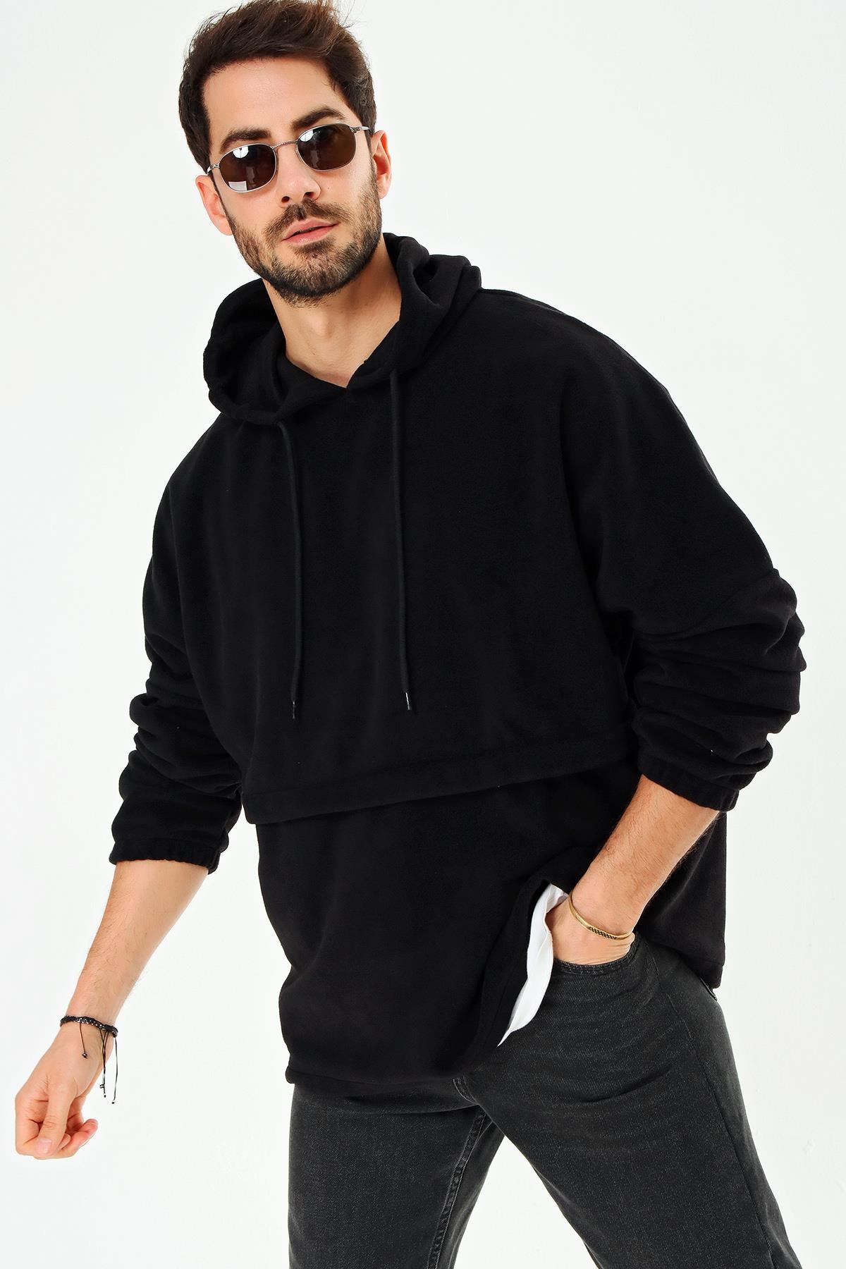 Chuba Erkek Kapüşonlu Oversize Outdoor Retro Polar Hoodie 21W801