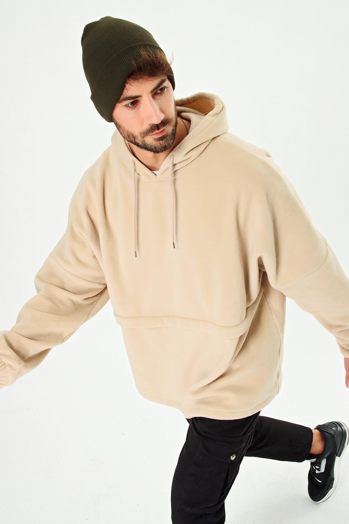 Chuba Erkek Kapüşonlu Oversize Outdoor Retro Polar Hoodie 21W801