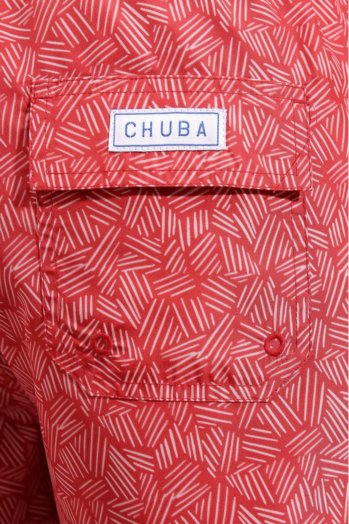 Chuba Erkek Kırmızı Orta Boy Desenli Deniz Şortu 21S1002K
