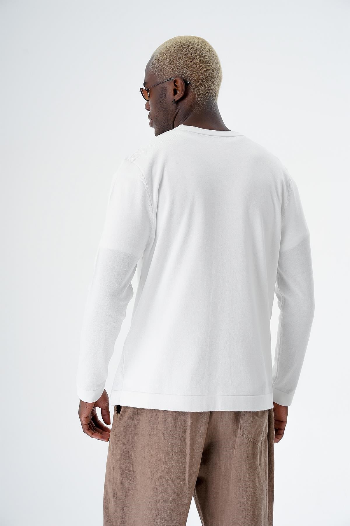 Chuba Erkek Pamuklu Düğmeli Standart Fit Casual Triko Hırka Beyaz 24S277
