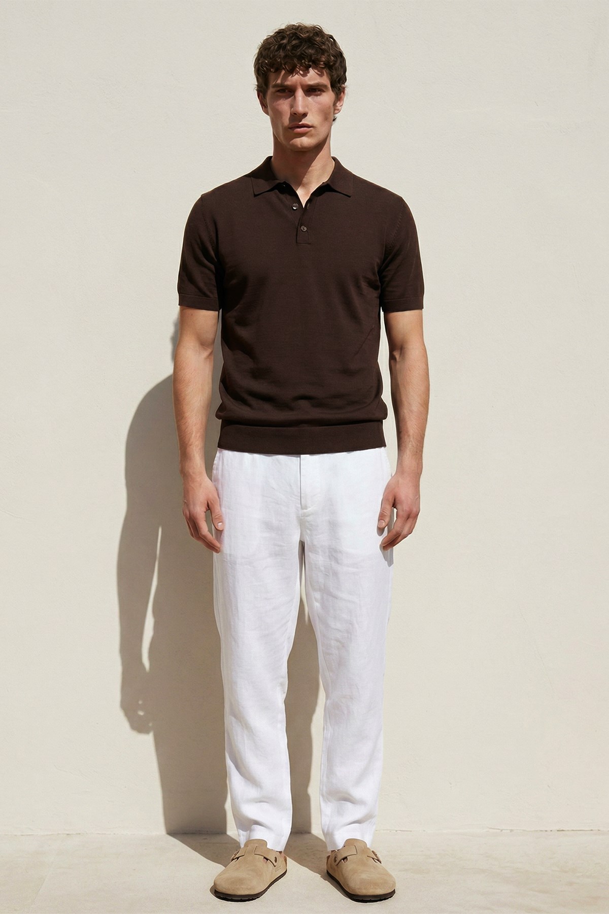 Chuba Erkek Polo Yaka Düğmeli Kısa Kollu Triko T-Shirt Kahve 26S2016