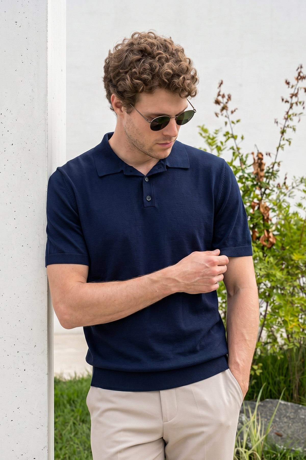 Chuba Erkek Polo Yaka Düğmeli Kısa Kollu Triko T-Shirt Lacivert 26S2016
