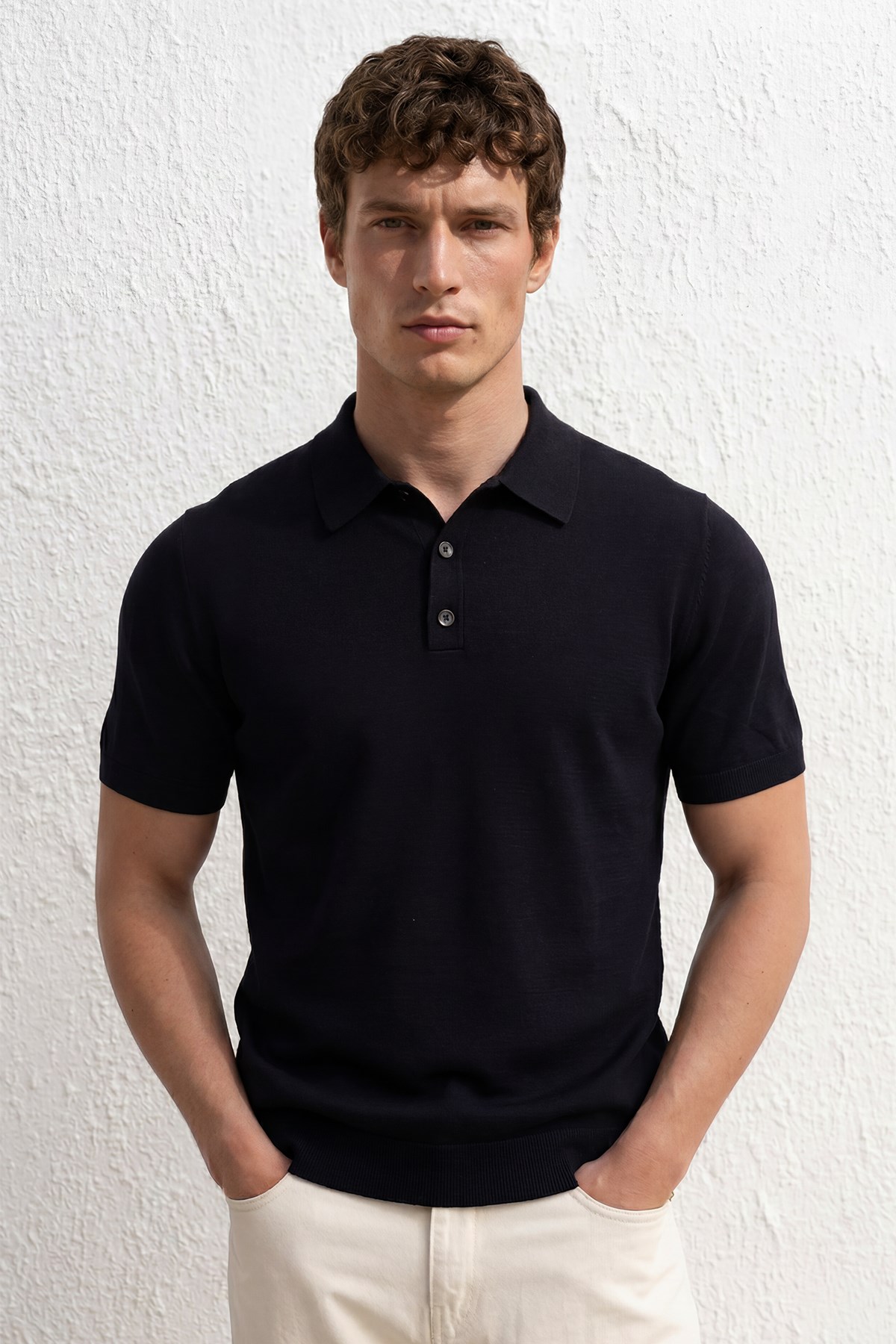 Chuba Erkek Polo Yaka Düğmeli Kısa Kollu Triko T-Shirt Siyah 26S2016