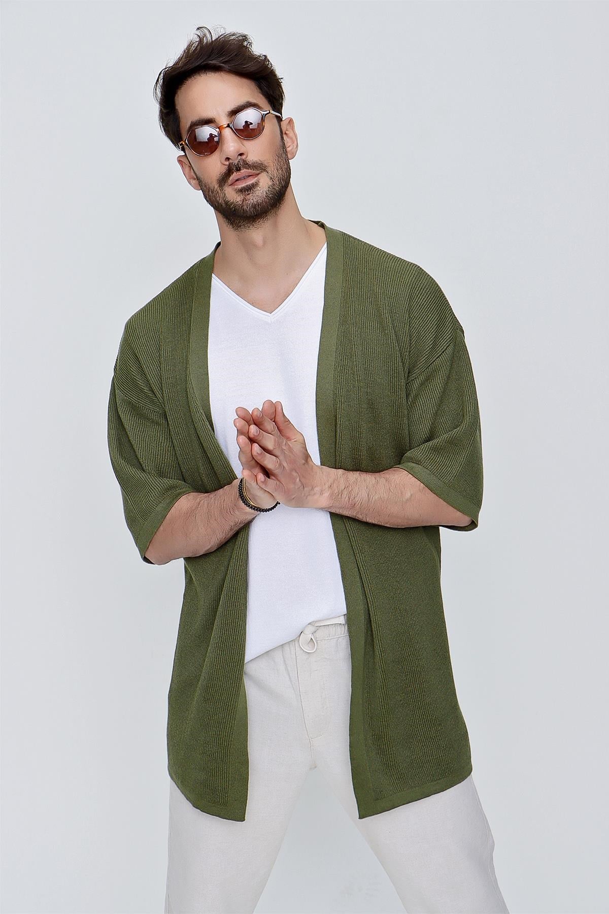 Chuba Erkek Rahat Kalıp Triko Kimono Haki  22SM211