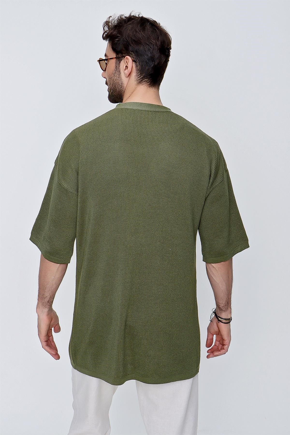 Chuba Erkek Rahat Kalıp Triko Kimono Haki  22SM211
