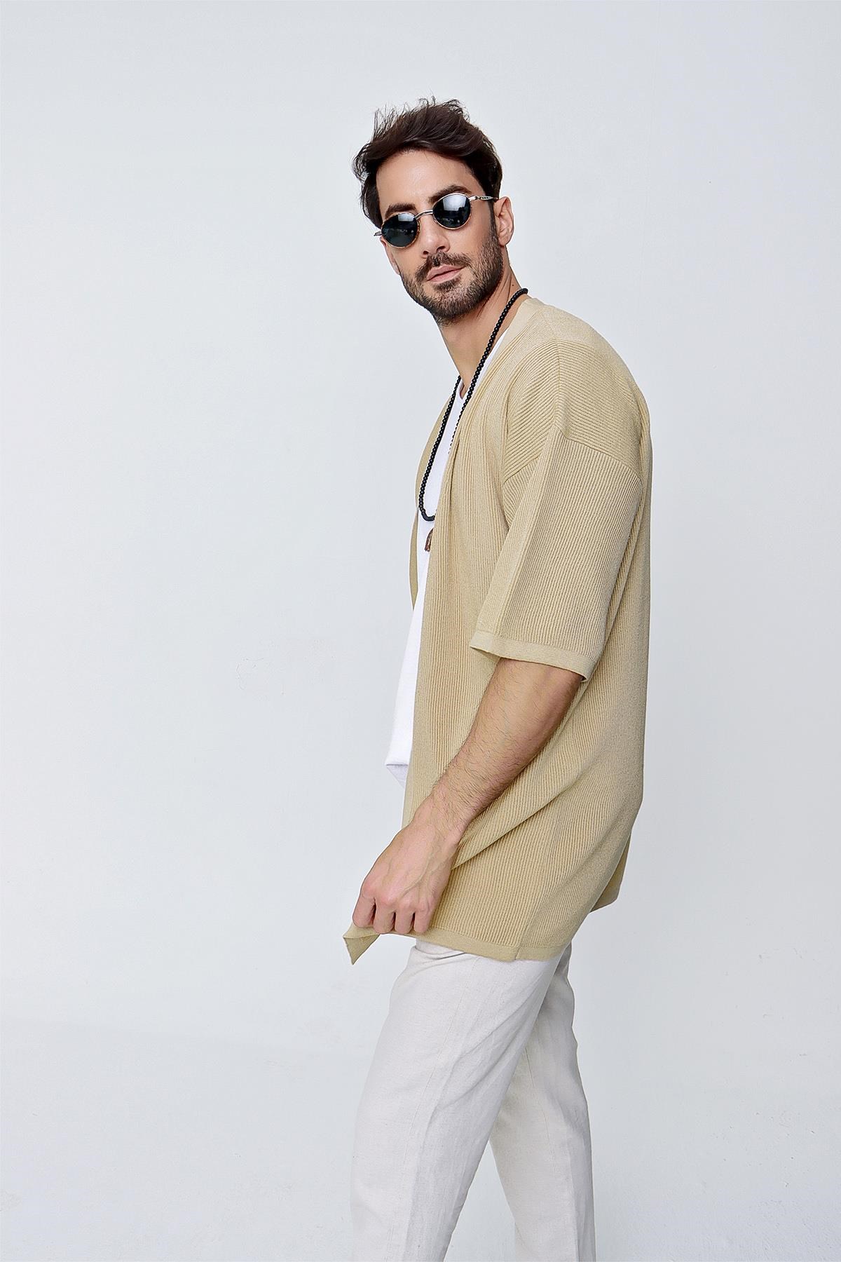 Chuba Erkek Rahat Kalıp Triko Kimono Taba  22SM211