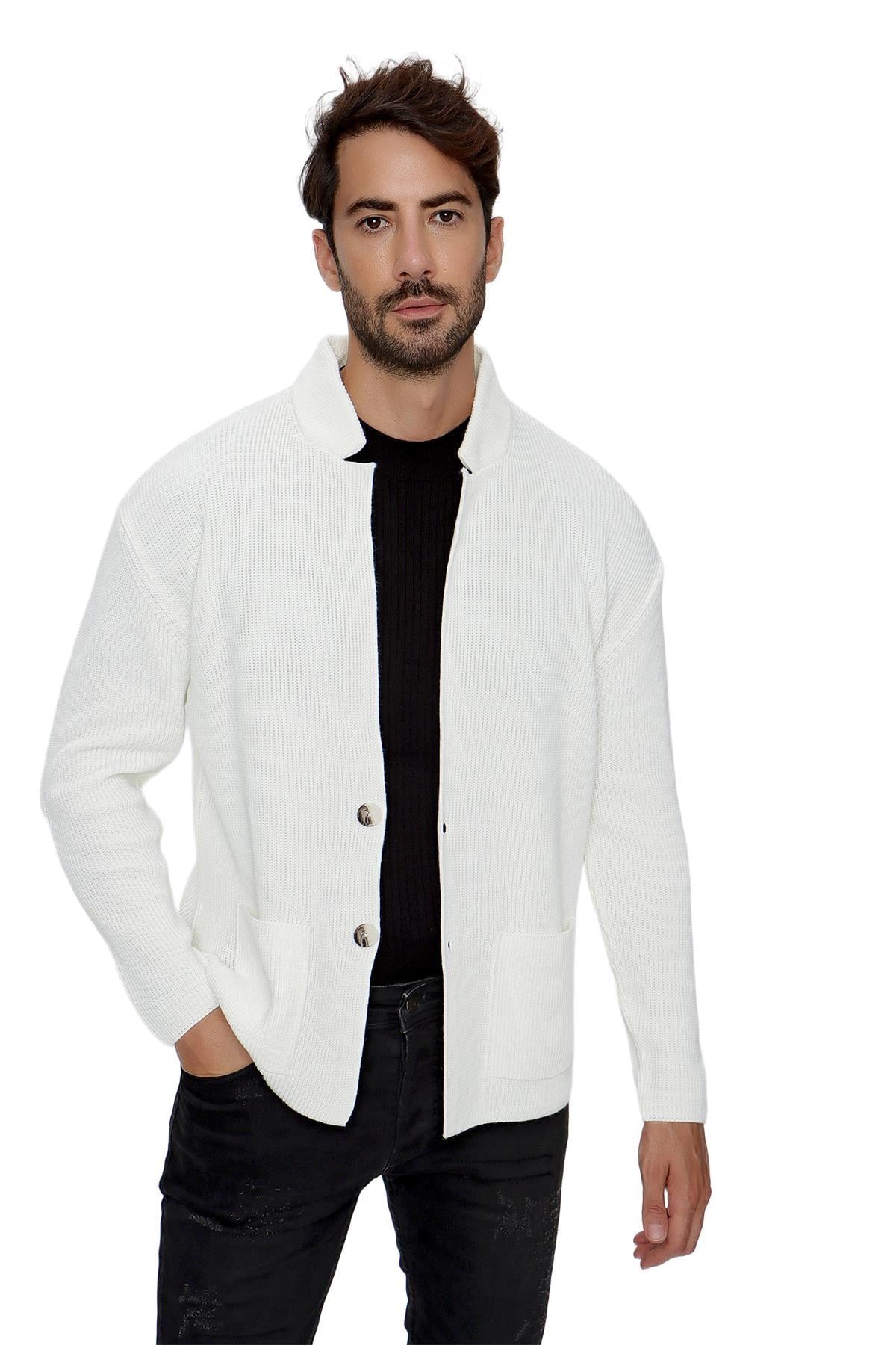 CHUBA Erkek Regular Fit Selanik Triko Hırka Ekru 23W208