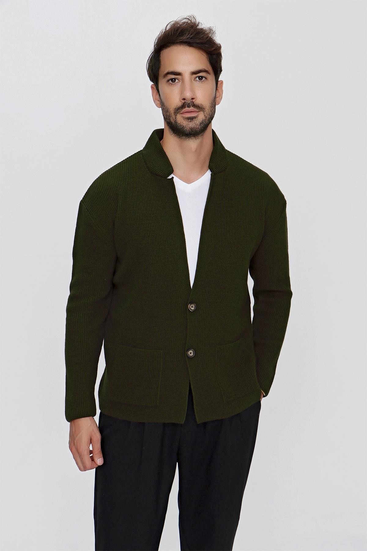 CHUBA Erkek Regular Fit Selanik Triko Hırka Haki 23W208