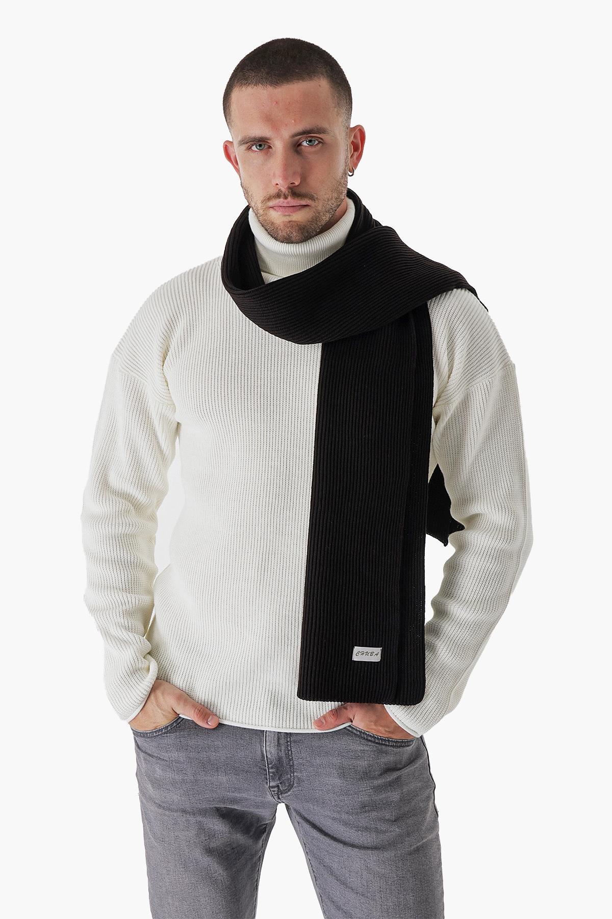 Chuba Erkek Selanik Örgü Triko Atkı Siyah 22W853