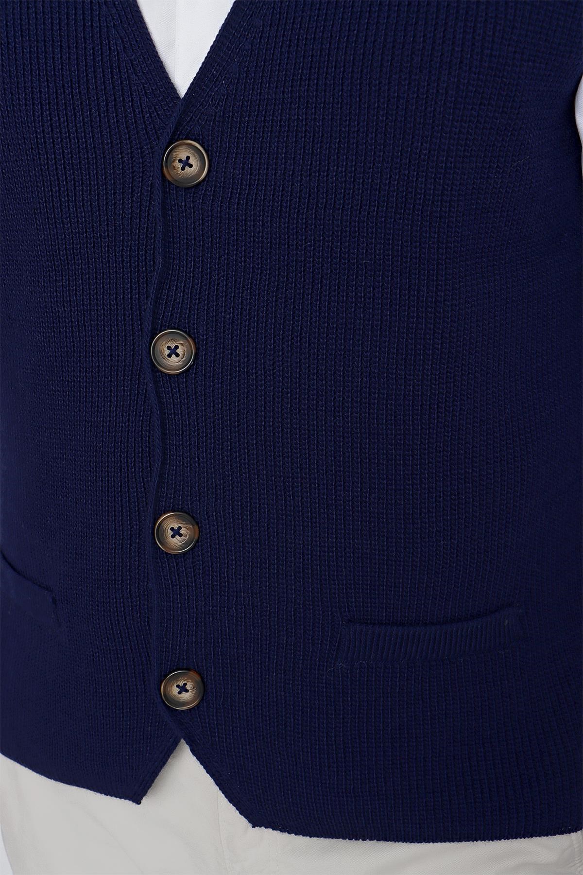 CHUBA Erkek Süs Cepli Regular Fit Triko Yelek Lacivert 23W218