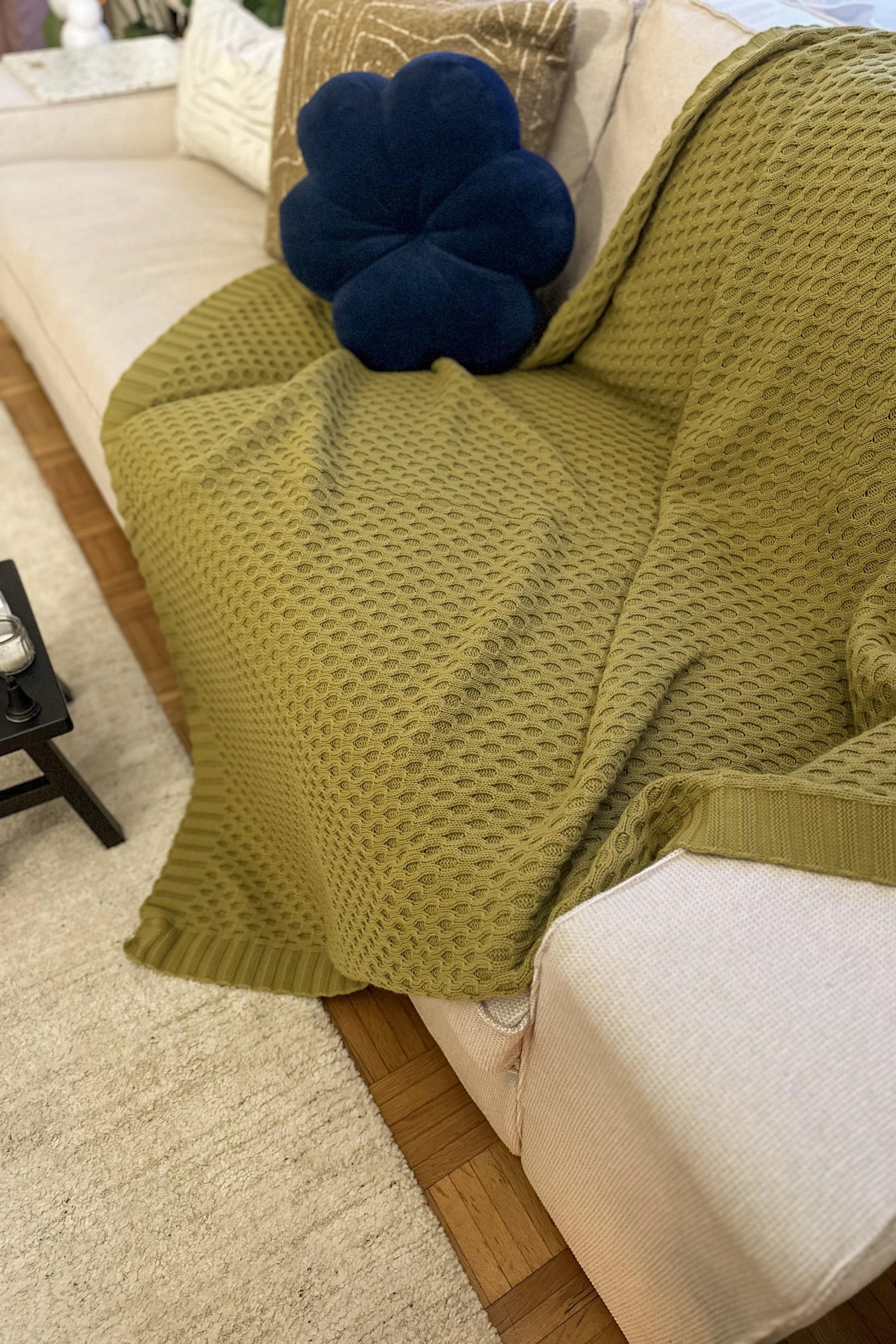 CHUBA HOME Dokulu Tv Battaniyesi - Koltuk Şalı (130cmx170cm) Olive CHOME101