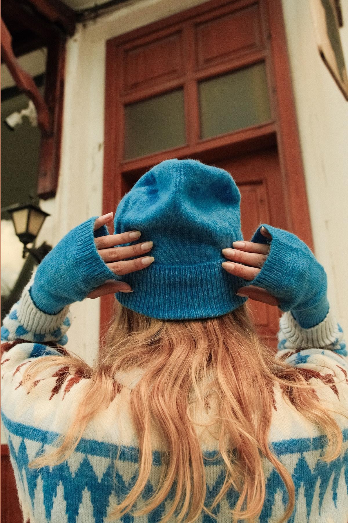 Chuba Kadın Triko Bere ve Eldiven İkili Takım Set Mavi 26W5005