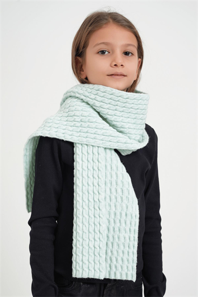 Chuba Çocuk Saç Örgü Yumuşak Tuşe Triko Atkı Mint CHKIDS107