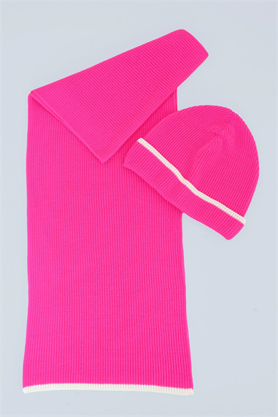 Chuba Çocuk Selanik Örgü Atkı Bere Takımı 7-9 & 10-12 Yaş Fuşya CHKIDS106