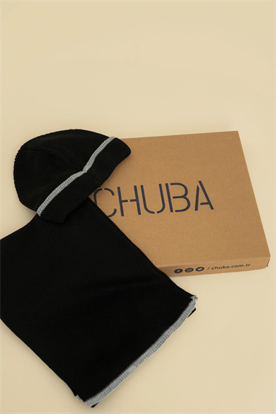 Chuba Çocuk Selanik Örgü Atkı Bere Takımı 7-9 & 10-12 Yaş Siyah CHKIDS106
