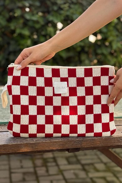 Chuba Dama Desenli Triko Laptop & Macbook & Tablet Kılıfı 13”-14” Inç Uyumlu Kırmızı-Vanilya CHAX822