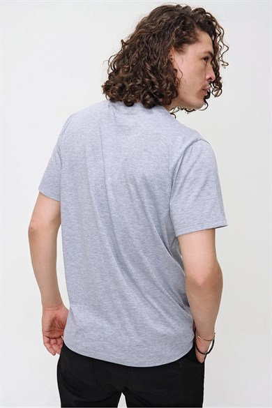 Chuba Erkek Açık Gri Bisiklet Yaka Regular Fit Basic Pamuklu T-Shirt 21S101
