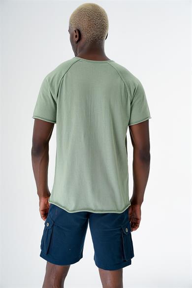 Chuba Erkek Bisiklet Yaka Spor Kesim Kısa Kollu İnce Triko T-Shirt Yeşil 24S268