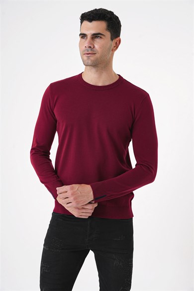 Chuba Erkek Bisiklet Yaka Triko Kazak Bordo 20W150