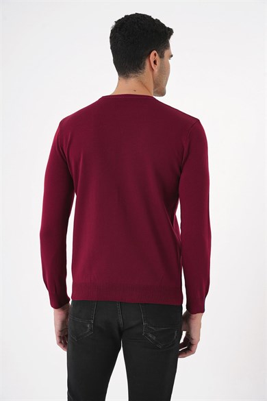 Chuba Erkek Bisiklet Yaka Triko Kazak Bordo 20W150